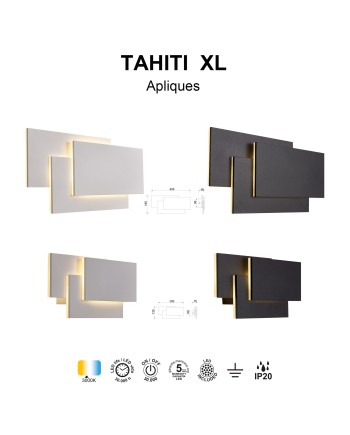 TAHITI XL * APLIQUE GRANDE LED CUADRADOS 36W - NEGRO - 3000K
